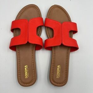 Sonoma Goods For Life Slide Sandals Casual Comfort‎ Red Orange Flats Size L